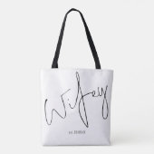 Wifey Handwriting Script Weddenschap Datum keepomw Tote Bag (Achterkant)