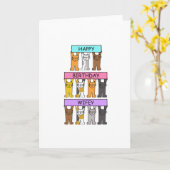 Wifey Happy Birthday Cartoon Cats Kaart (Gele Bloem)