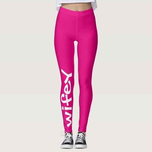 Wifey heet roze en wit Schattige meisje chic Leggings (Voorkant)