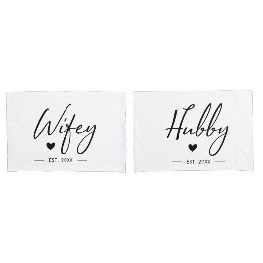 Wifey Hubby Couple Wedding Jubileum Romantic Kussensloop (Voorkant-Set)