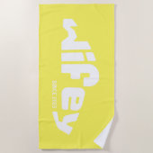 Wifey Hubby Pas getrouwd Bruid Geel Strandlaken (Voorkant)