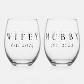 Wifey Hubby Pas getrouwd Wijnglas Zonder Voet (Voorkant)