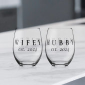 Wifey Hubby Pas getrouwd Wijnglas Zonder Voet