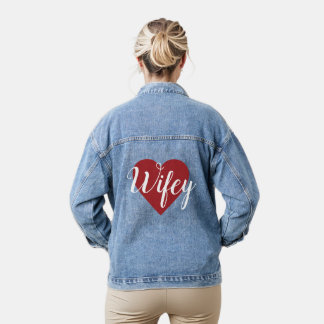 Wifey in Rode Hart Denim Jas Jacket