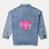 Wifey in roze hart denim jas denim jacket (Achterkant)