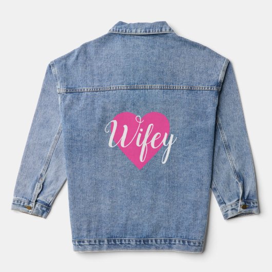 Wifey in roze hart denim jas denim jacket (Achterkant)