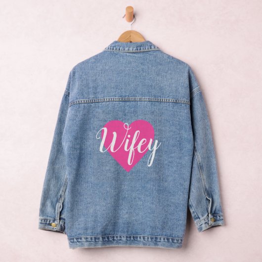 Wifey in roze hart denim jas denim jacket (Hangar)