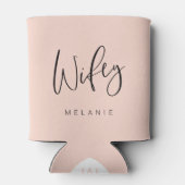 Wifey kalligrafie blush roze naam & monogram blikjeskoeler (Achterkant)