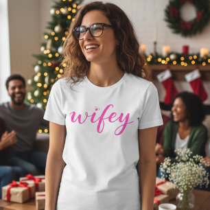 Wifey Kleurrijk Schrift Hart Dames T-shirt Cadeau