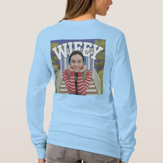 Wifey Light Blue T-shirt met lange mouwen (Achterkant)