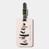 Wifey Love | Stijlvol zwart penseelscript en strep Bagagelabel (Voorkant verticaal)