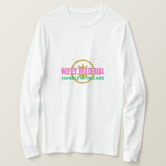 Wifey materiaal minimalistische lange T-shirt (Design voorkant)