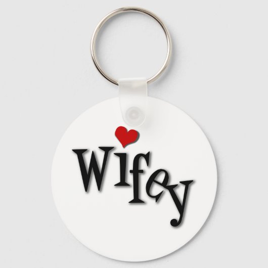 Wifey met Funky Red Heart Sleutelhanger (Voorkant)
