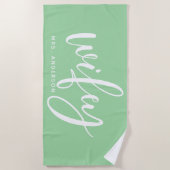 Wifey Mintgroen En Witte Nieuwgetrouwde Bruid Strandlaken (Voorkant)