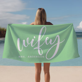 Wifey Mintgroen En Witte Nieuwgetrouwde Bruid Strandlaken