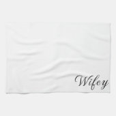 Wifey Modern Black Script White Womens Theedoek (Horizontaal)