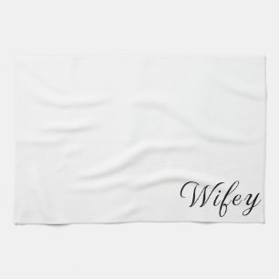 Wifey Modern Black Script White Womens Theedoek