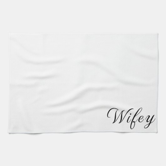 Wifey Modern Black Script White Womens Theedoek (Horizontaal)