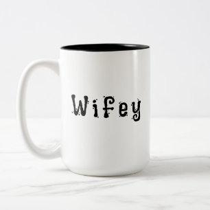 Wifey Modern Black Script White Womens Tweekleurige Koffiemok