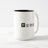 Wifey Modern Black Script White Womens Tweekleurige Koffiemok (Voorkant rechts)
