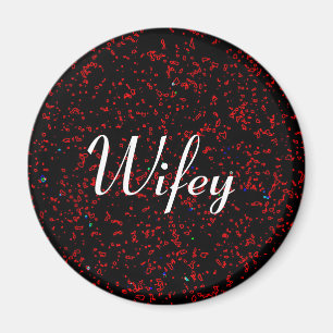 Wifey Modern Fractal Art Black Red Stylish Cool Magneet