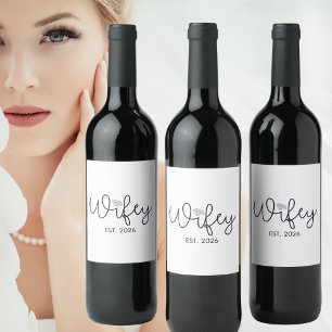 Wifey Modern met Diamanten Accent EST Jaar Wijn Etiket