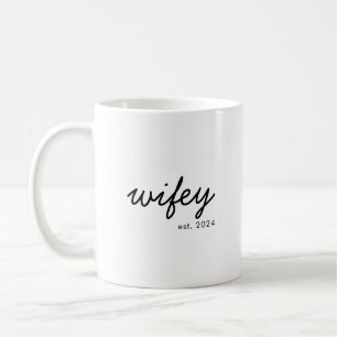 Wifey Modern Minimalistisch Script Gepersonaliseer Koffiemok