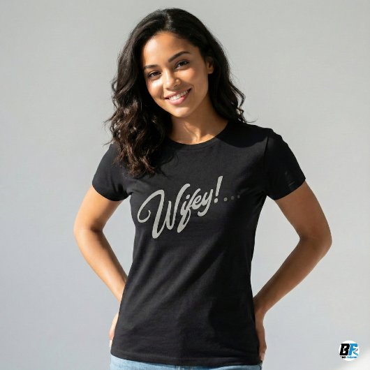 Wifey Modern Wit Script Zwart Vrouwen T-shirt