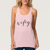 Wifey Modern Zwart Schrift Roze Dames Tanktop (Voorkant)