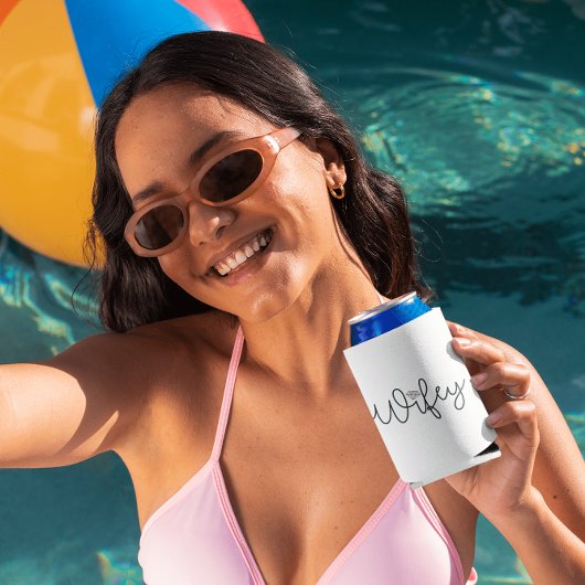 Wifey Modern Zwart Script Diamond Blikjeskoeler