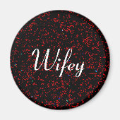 Wifey Moderne Fractal Art Zwart Rood Stijlvol Cool Magneet (Voorkant)