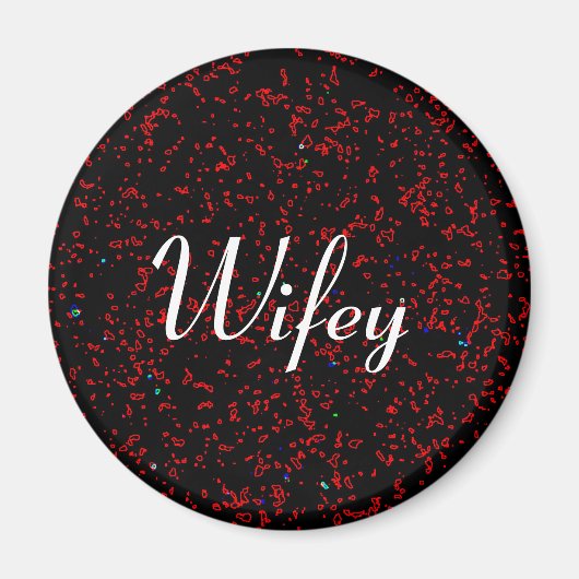Wifey Moderne Fractal Art Zwart Rood Stijlvol Cool Magneet (Voorkant)