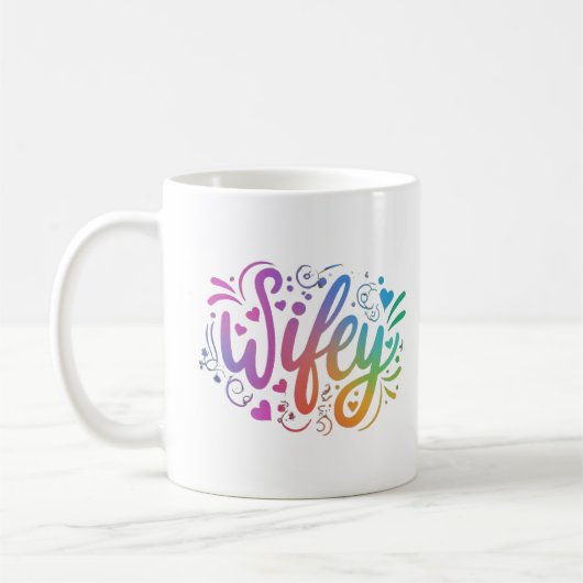 Wifey Moderne Multicolour Script Witte Vrouwen Koffiemok (Links)
