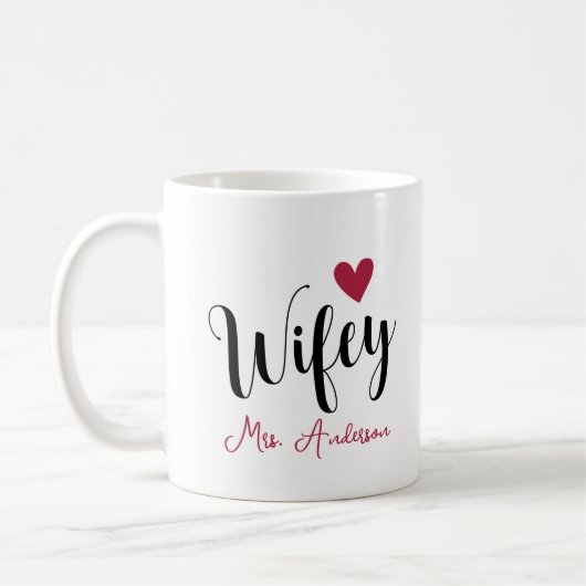 Wifey naam en datum bruiloft Jubileum Koffiemok (Links)