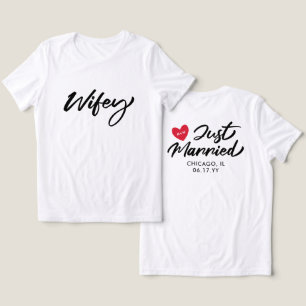 Wifey net getrouwd Red Heart Initialen bruiloft Tri-Blend Shirt