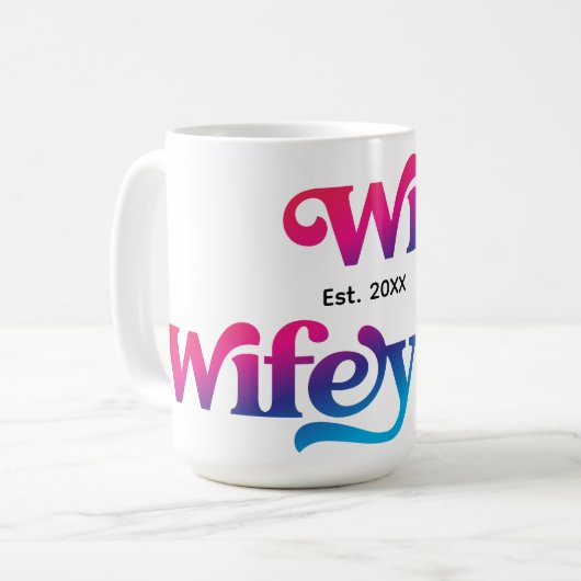 Wifey paar bruiloft Jubileum op maat kleurrijk Koffiemok (Voorkant links)