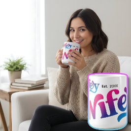 Wifey paar bruiloft Jubileum op maat kleurrijk Koffiemok