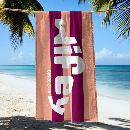 Wifey Pas getrouwd Bride Coral Pink Stripe Strandl Strandlaken