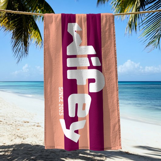 Wifey Pas getrouwd Bride Coral Pink Stripe Strandl Strandlaken