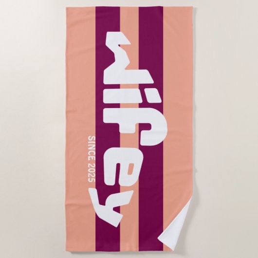 Wifey Pas getrouwd Bride Coral Pink Stripe Strandl Strandlaken (Voorkant)