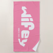 Wifey Pas getrouwd Bruid Roze & Wit Strandlaken (Voorkant)