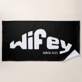 Wifey Pas getrouwd Bruid Zwart & Wit Strandlaken (Voorkant)