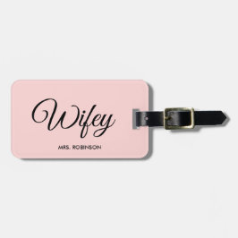 Wifey Pas getrouwd Modern Script Custom Monogram N Bagagelabel
