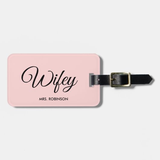 Wifey Pas getrouwd Modern Script Custom Monogram N Bagagelabel (Voorkant horizontaal)
