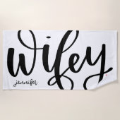 Wifey Pas getrouwd typografie ontwerp Strandlaken (Voorkant)