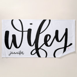 Wifey Pas getrouwd typografie ontwerp Strandlaken