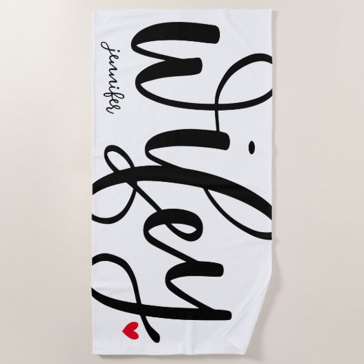 Wifey Pas getrouwd typografie ontwerp Strandlaken (Voorkant)