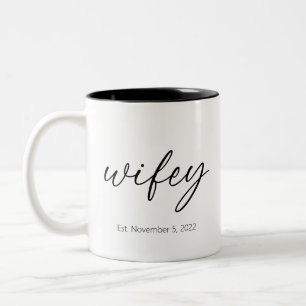 Wifey Pas getrouwd Wedding Gift w/ Vastgestelde da Tweekleurige Koffiemok