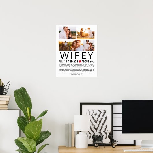 Wifey Photo Collage Dingen waarvan we houden van j Poster (Thuiskantoor)