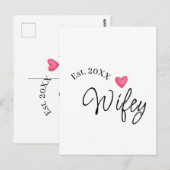 Wifey red heart est. Year future wife valentine's  Briefkaart (Voorkant / Achterkant)